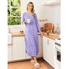 Ekouaer Long Nightgowns for Women Long Sleeve House Dress with Pockets(Purple White Florals)