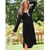 Ekouaer Long Sleeve Nightgowns for Women Button Front Long Night Gowns(Black)