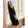 Ekouaer Long Sleeve Nightgowns for Women Button Front Long Night Gowns(Black)