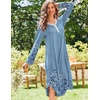 Ekouaer Long Sleeve Nightgowns for Women Button Front Long Night Gowns(Blue Floral)