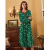 Ekouaer Long Sleeve Nightgowns for Women Button Front Long Night Gowns(Christmas Green Flower)