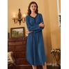 Ekouaer Long Sleeve Nightgowns for Women Button Front Long Night Gowns(Navy)