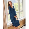 Ekouaer Long Sleeve Nightgowns for Women Button Front Long Night Gowns(Navy)