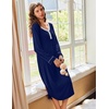 Ekouaer Long Sleeve Nightgowns for Women Button Front Long Night Gowns(Navy Blue)