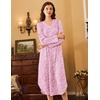 Ekouaer Long Sleeve Nightgowns for Women Button Front Long Night Gowns(Pink Floral)