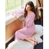Ekouaer Long Sleeve Nightgowns for Women Button Front Long Night Gowns(Pink Floral)