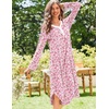 Ekouaer Long Sleeve Nightgowns for Women Button Front Long Night Gowns(Pink Flowers)