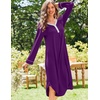 Ekouaer Long Sleeve Nightgowns for Women Button Front Long Night Gowns(Purple)