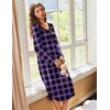 Ekouaer Long Sleeve Nightgowns for Women Button Front Long Night Gowns(Purple Plaid)