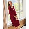 Ekouaer Long Sleeve Nightgowns for Women Button Front Long Night Gowns(Red)