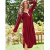 Ekouaer Long Sleeve Nightgowns for Women Button Front Long Night Gowns(Red)