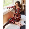 Ekouaer Long Sleeve Nightgowns for Women Button Front Long Night Gowns(Red Christmas)