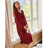 Ekouaer Long Sleeve Nightgowns for Women Button Front Long Night Gowns(Red Plaid)