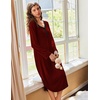 Ekouaer Long Sleeve Nightgowns for Women Button Front Long Night Gowns(Wine Red)