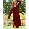 Ekouaer Long Sleeve Nightgowns for Women Button Front Long Night Gowns(Wine Red)