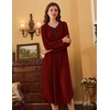 Ekouaer Long Sleeve Nightgowns for Women Button Front Long Night Gowns(Wine Red)