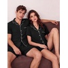 Ekouaer Matching Pajamas for Couples Short Sleeve Pjs 2 Piece Lounge Sets(Black)