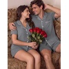 Ekouaer Matching Pajamas for Couples Short Sleeve Pjs 2 Piece Lounge Sets(Gray)