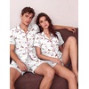 Ekouaer Matching Pajamas for Couples Short Sleeve Pjs 2 Piece Lounge Sets(White Puppy Couple Print)