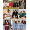 Ekouaer Matching Pajamas for Couples Short Sleeve Pjs 2 Piece Lounge Sets(Wine Red)