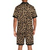 Ekouaer Men Silk Pajamas Set 2 Pieces Satin Pj Button Down Loungewear Sets(Brown Leopard Print)