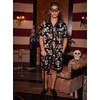 Ekouaer Men Silk Pajamas Set 2 Pieces Satin Pj Button Down Loungewear Sets(Halloween Pumpkin Skull)