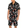 Ekouaer Men Silk Pajamas Set 2 Pieces Satin Pj Button Down Loungewear Sets(Halloween Pumpkin Skull)