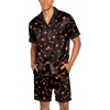 Ekouaer Men Silk Pajamas Set 2 Pieces Satin Pj Button Down Loungewear Sets(Love Heart)