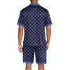 Ekouaer Men Silk Pajamas Set 2 Pieces Satin Pj Button Down Loungewear Sets(Navy Blue Diamond)