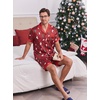 Ekouaer Men Silk Pajamas Set 2 Pieces Satin Pj Button Down Loungewear Sets(Red Christmas)