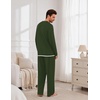 Ekouaer Mens Pajamas Set Soft Long Sleeve Pjs Top and Pants Loungewear Sets(Army Green)