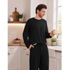 Ekouaer Mens Pajamas Set Soft Long Sleeve Pjs Top and Pants Loungewear Sets(Black)