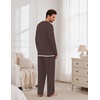 Ekouaer Mens Pajamas Set Soft Long Sleeve Pjs Top and Pants Loungewear Sets(Brown)