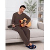 Ekouaer Mens Pajamas Set Soft Long Sleeve Pjs Top and Pants Loungewear Sets(Brown)