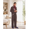 Ekouaer Mens Pajamas Set Soft Long Sleeve Pjs Top and Pants Loungewear Sets(Brown)
