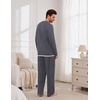 Ekouaer Mens Pajamas Set Soft Long Sleeve Pjs Top and Pants Loungewear Sets(Flower Grey)