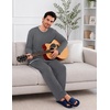 Ekouaer Mens Pajamas Set Soft Long Sleeve Pjs Top and Pants Loungewear Sets(Flower Grey)