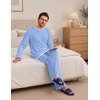 Ekouaer Mens Pajamas Set Soft Long Sleeve Pjs Top and Pants Loungewear Sets(Light Blue)