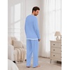 Ekouaer Mens Pajamas Set Soft Long Sleeve Pjs Top and Pants Loungewear Sets(Light Blue)
