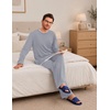 Ekouaer Mens Pajamas Set Soft Long Sleeve Pjs Top and Pants Loungewear Sets(Light Grey)