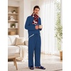 Ekouaer Mens Pajamas Set Soft Long Sleeve Pjs Top and Pants Loungewear Sets(Navy)