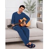 Ekouaer Mens Pajamas Set Soft Long Sleeve Pjs Top and Pants Loungewear Sets(Navy)