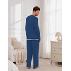 Ekouaer Mens Pajamas Set Soft Long Sleeve Pjs Top and Pants Loungewear Sets(Navy)