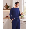 Ekouaer Mens Pajamas Set Soft Long Sleeve Pjs Top and Pants Loungewear Sets(Navy Blue)