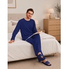 Ekouaer Mens Pajamas Set Soft Long Sleeve Pjs Top and Pants Loungewear Sets(Navy Blue)