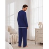 Ekouaer Mens Pajamas Set Soft Long Sleeve Pjs Top and Pants Loungewear Sets(Navy Blue)