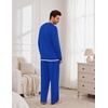 Ekouaer Mens Pajamas Set Soft Long Sleeve Pjs Top and Pants Loungewear Sets(Royal Blue)