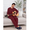 Ekouaer Mens Pajamas Set Soft Long Sleeve Pjs Top and Pants Loungewear Sets(Wine Red)