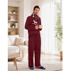 Ekouaer Mens Pajamas Set Soft Long Sleeve Pjs Top and Pants Loungewear Sets(Wine Red)