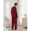 Ekouaer Mens Pajamas Set Soft Long Sleeve Pjs Top and Pants Loungewear Sets(Wine Red)